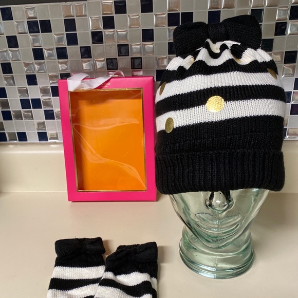 kate spade Other - KATE SPADE Girls' Striped Bow Hat Glov L-X (12-14)